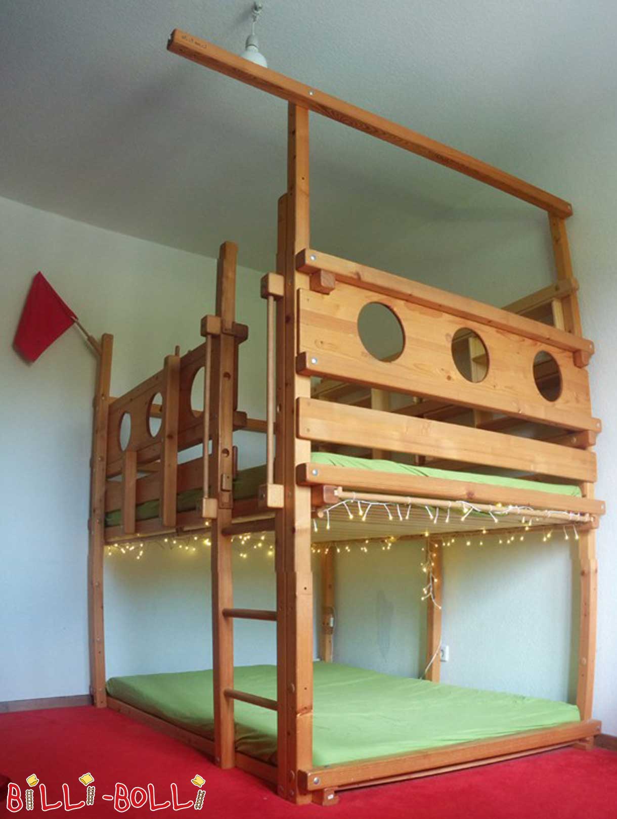 Bunk bed, 140 x 200 cm, oiled-waxed spruce (Category: second hand loft bed)
