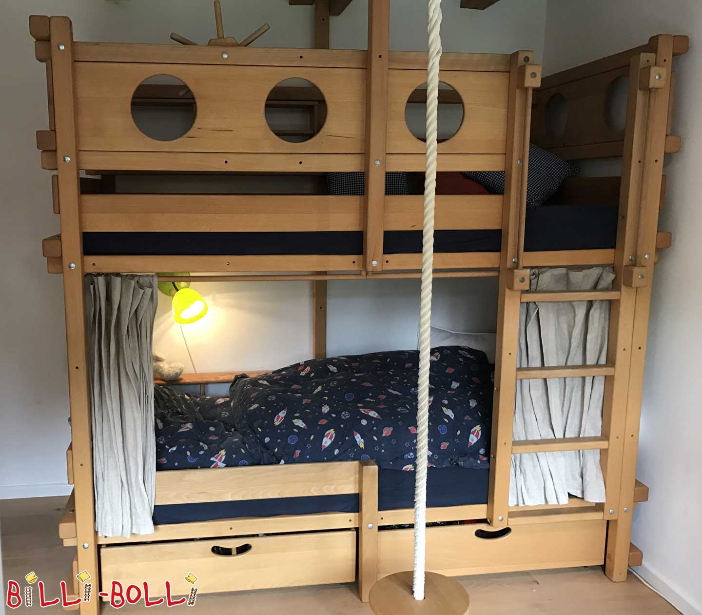 Letto a castello, 90 x 200 cm, faggio oliato e cerato (Category: U lettu loft hè necessariu)