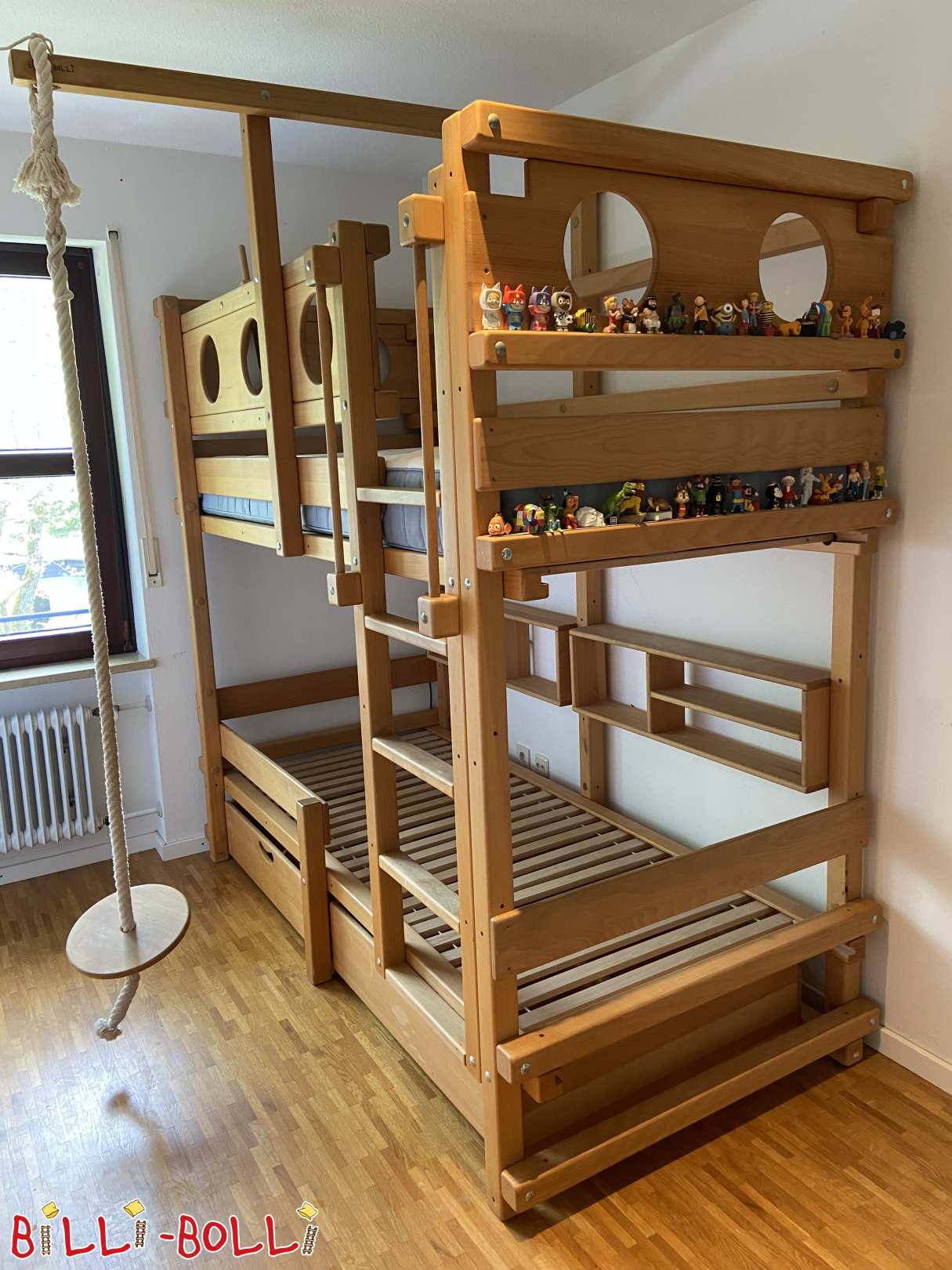 Bunk bed, 90 x 200 cm, oiled beech, with many accessories, in Munich (Category: Bunk Bed pre-owned)