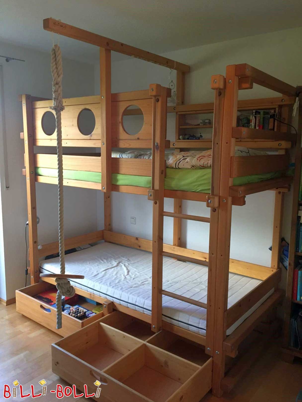 Bunk bed, 90 x 200 cm, oiled-waxed spruce (Category: second hand bunk bed)