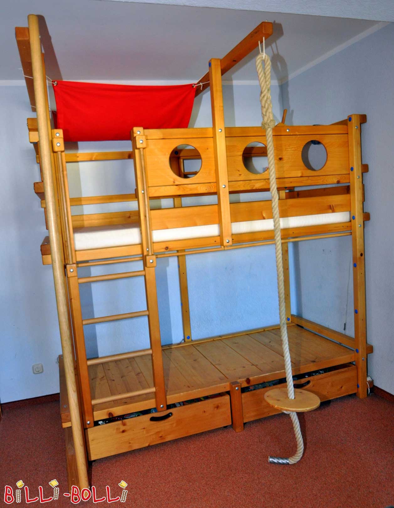 Dviaukštė lova, 90 x 200 cm, alyvuota-vaškuota eglė (Kategorija: Naudojama dviaukštė lova)
