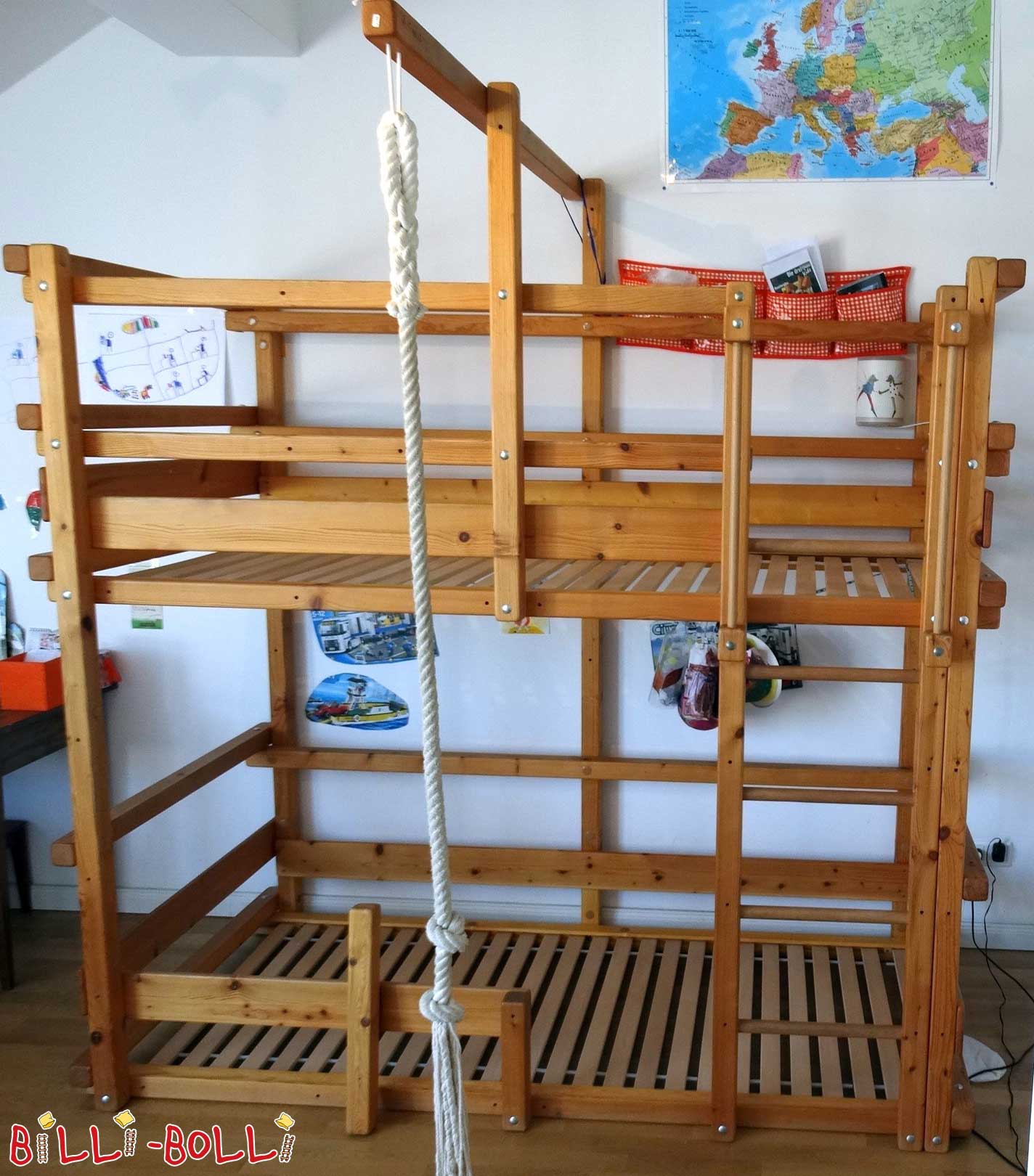 Bunk bed, 90 x 200 cm, oiled-waxed spruce (Category: second hand bunk bed)