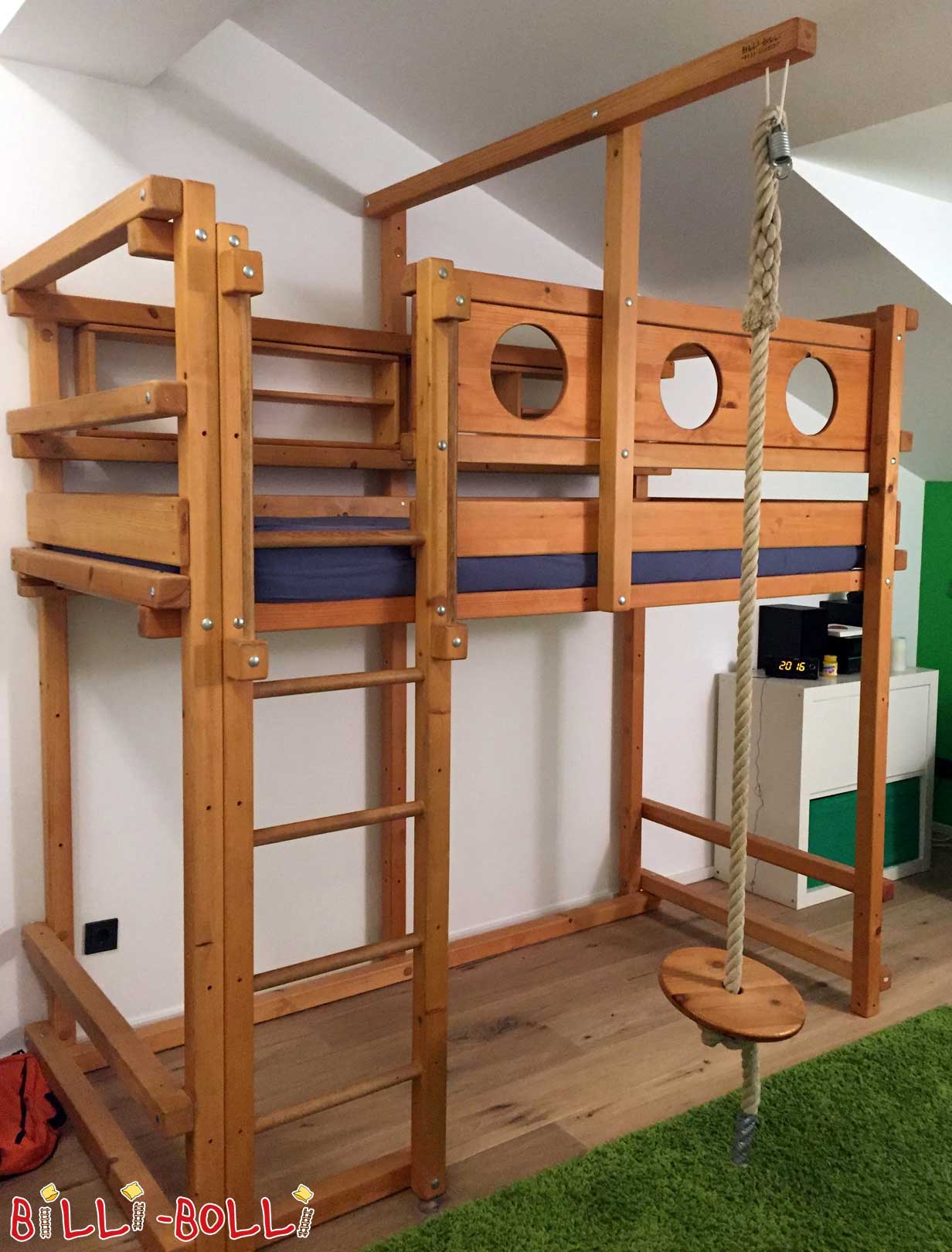 Bunk bed, 90 x 200 cm, honey-coloured spruce oiled (Category: second hand bunk bed)