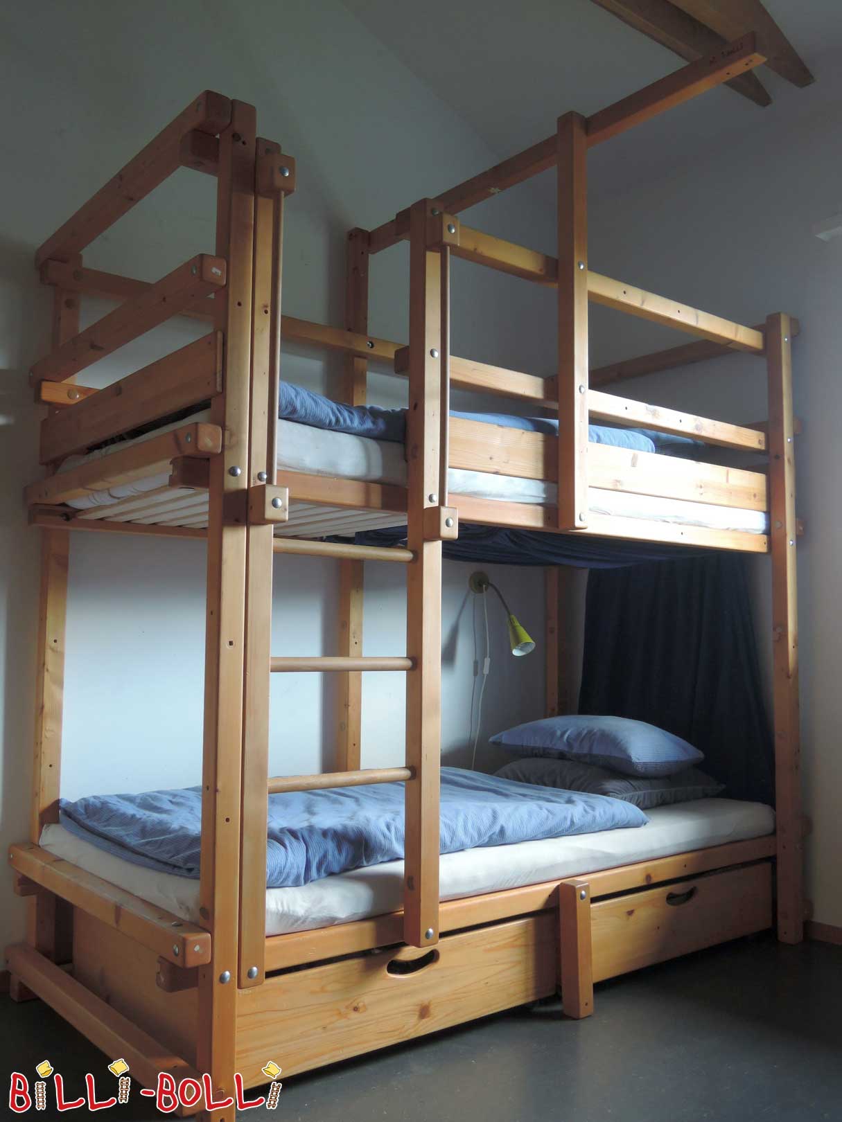 Bunk bed, 90 x 200 cm, spruce untreated (Category: second hand bunk bed)