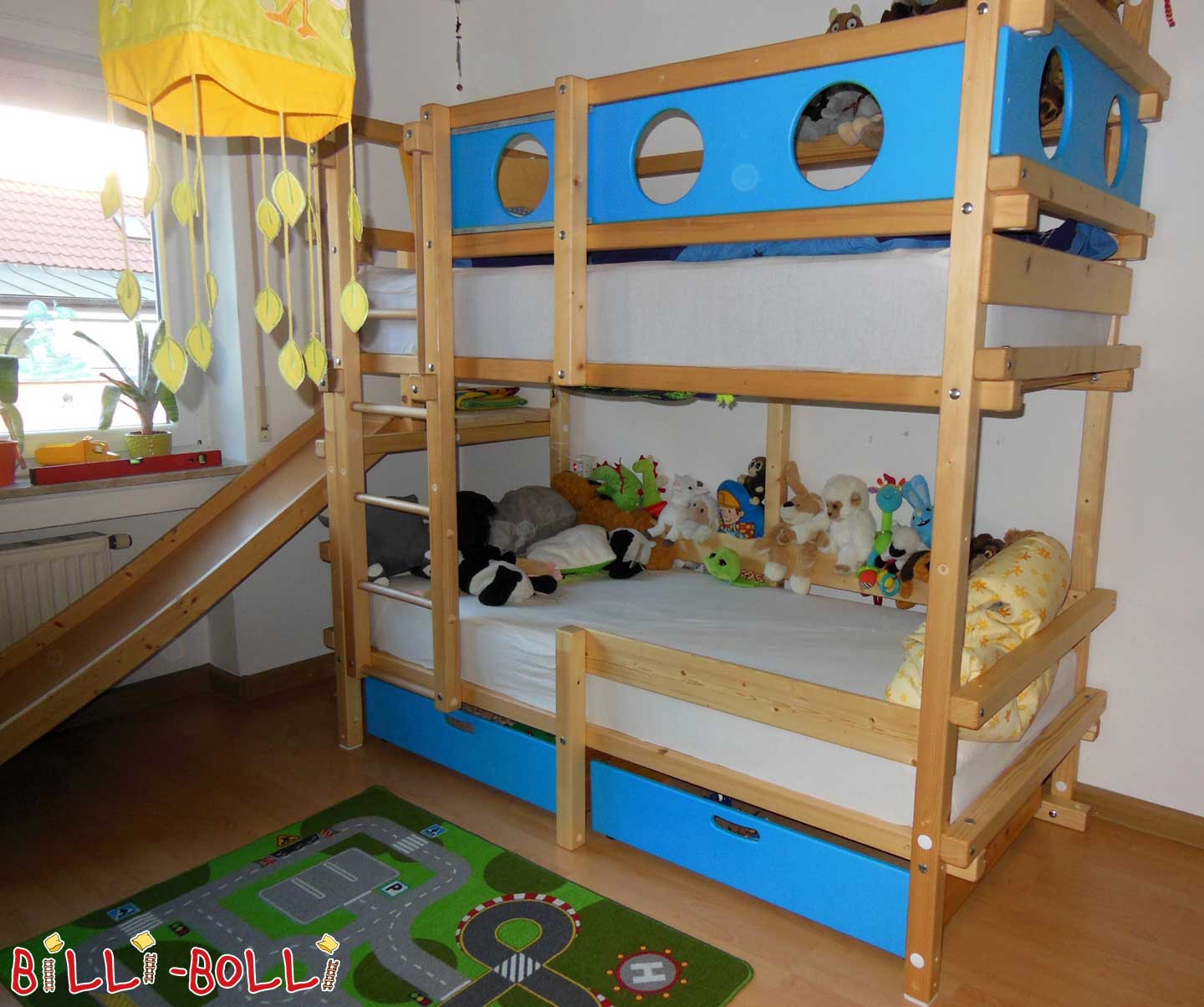 Bunk bed, 90 x 200 cm, spruce untreated (Category: second hand bunk bed)