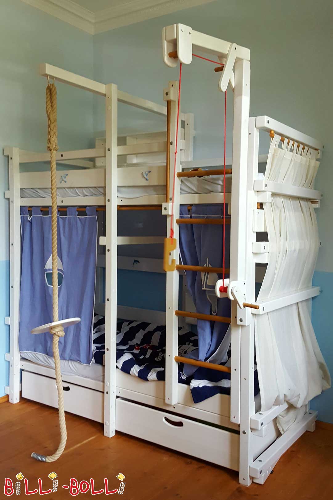Bunk bed, 90 x 200 cm, white lacquered spruce (Category: second hand bunk bed)