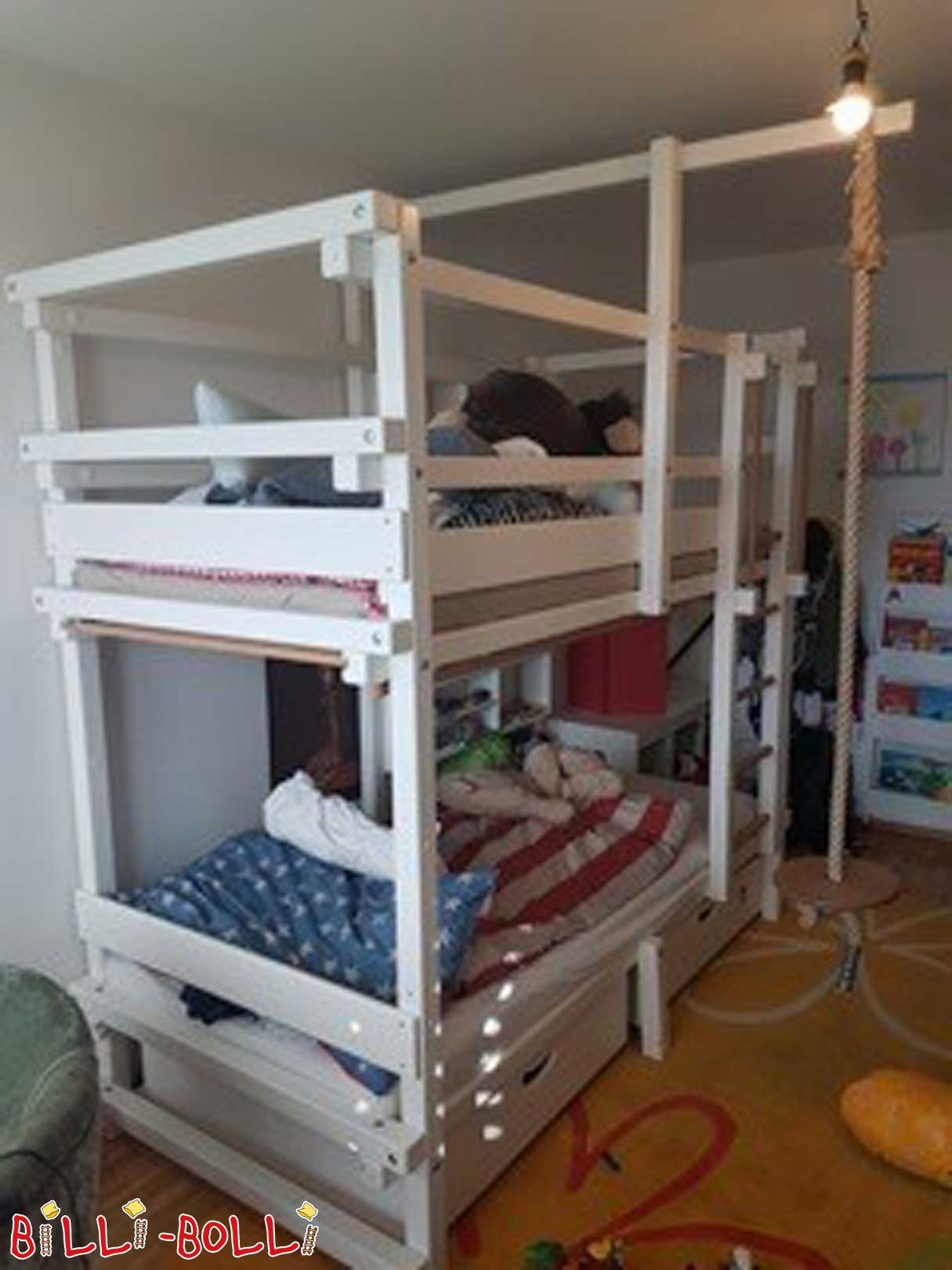Двоярусне ліжко, 90 х 200 см, біла лакована ялина (Категорія: Використано двоярусне ліжко)