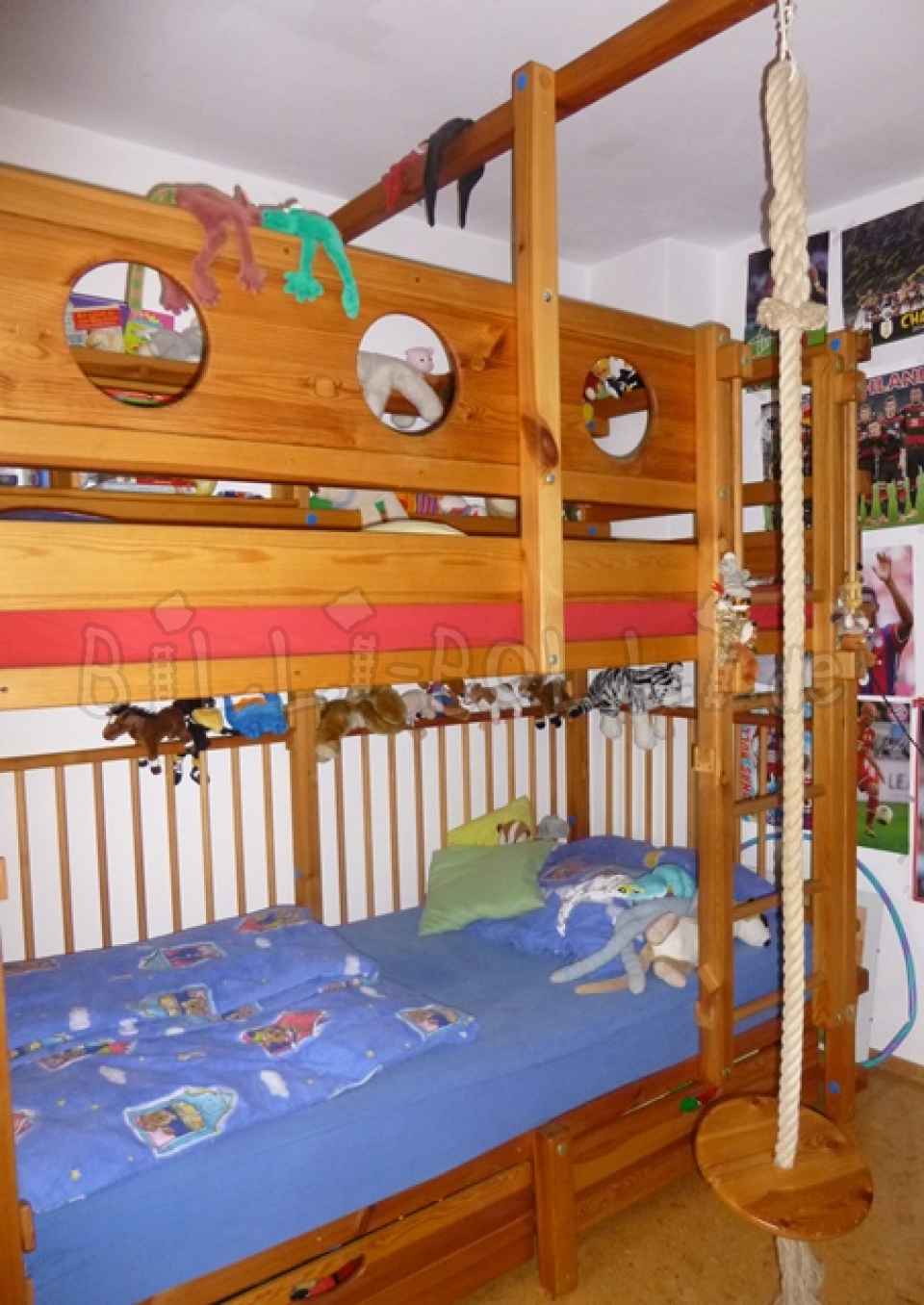 Bunk bed, 90 X 200 cm, oiled-waxed pine (Category: second hand bunk bed)