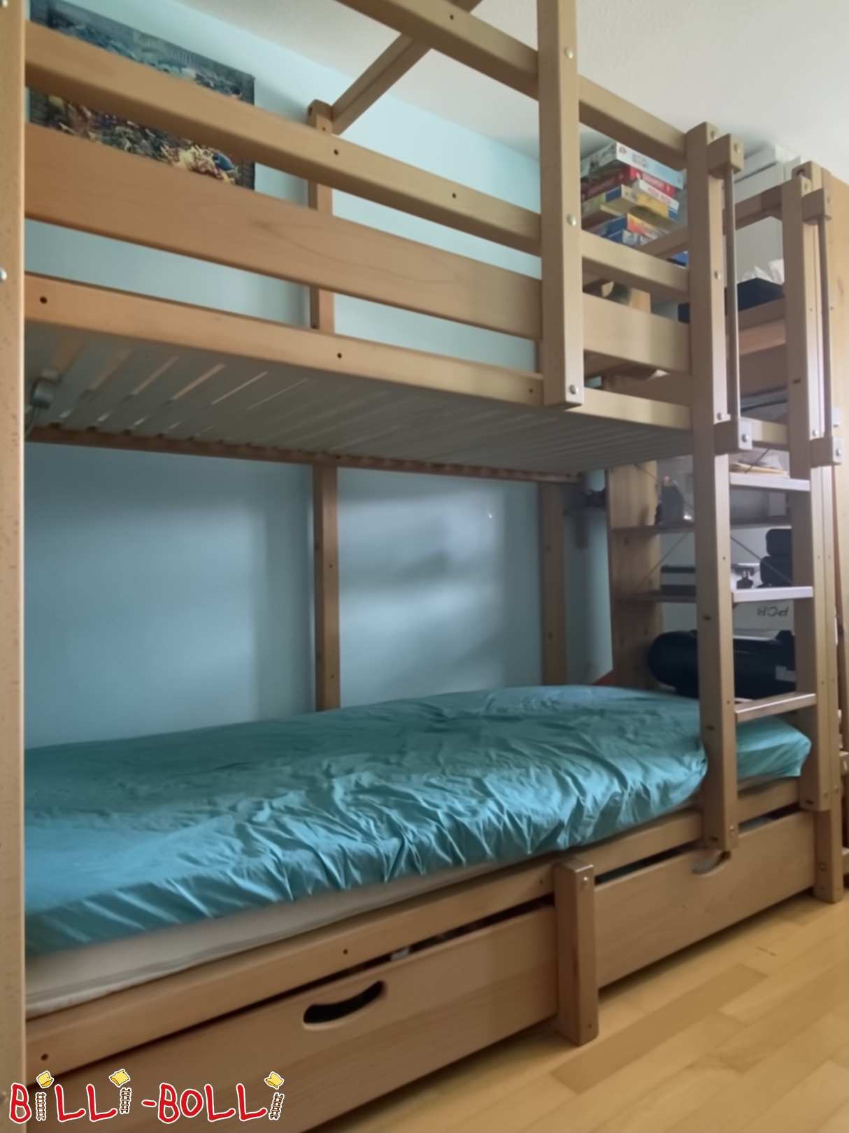 Bunk bed made of beech 90 x 200 cm with 2 bed boxes in Taufkirchen (Category: Bunk Bed pre-owned)