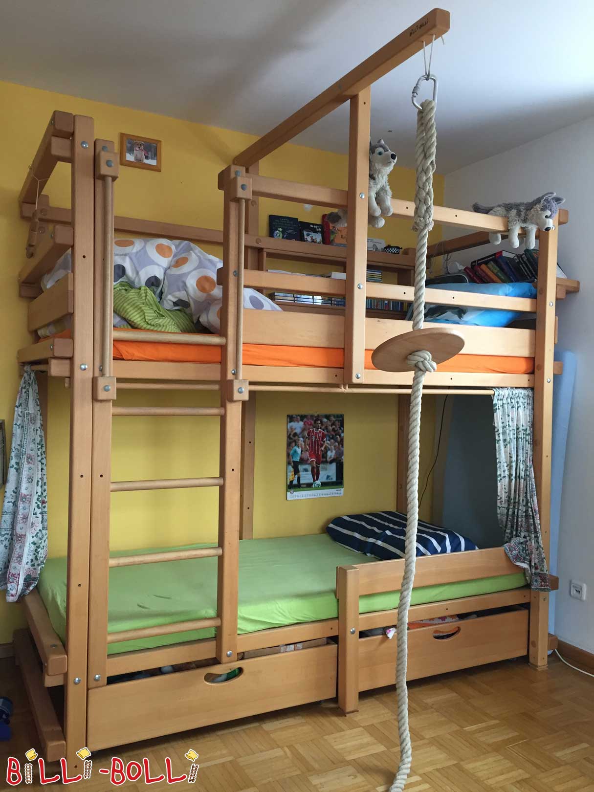 Bunk bed, oiled-waxed beech (Category: second hand bunk bed)