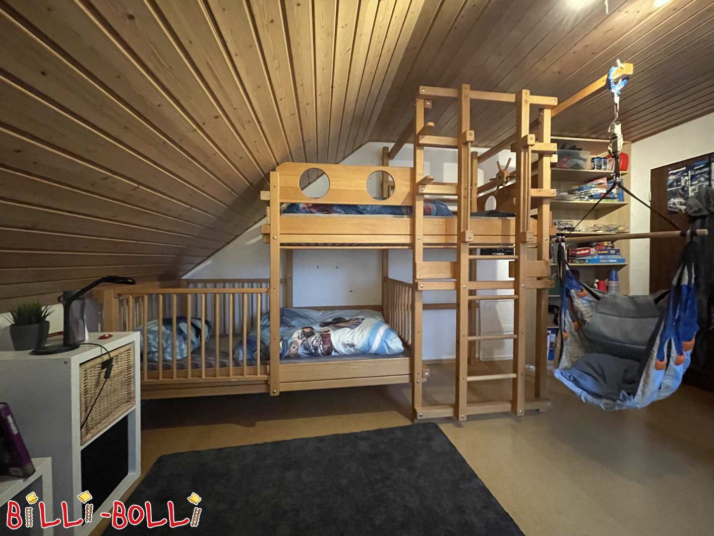 Letto a castello, faggio cerato oliato (Categoria: Letto a castello ad angolo di seconda mano)