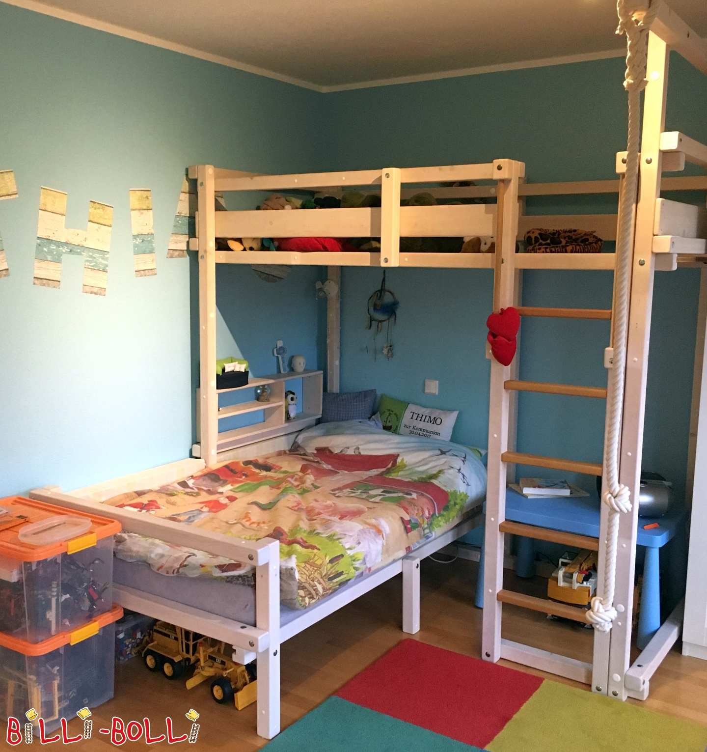 Bunk bed or bunk bed-over-corner made of spruce white glazed in Jüchen (Category: second hand loft bed)