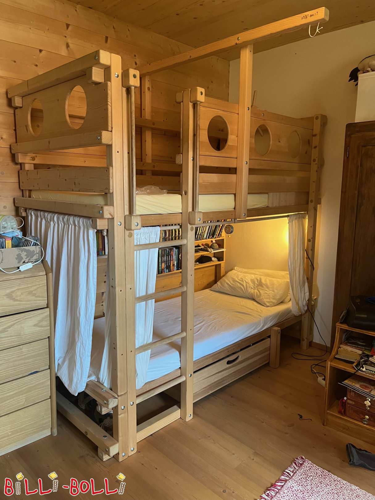 Bunk bed, untreated spruce with steering wheel and swing beam, in Munich (Category: Bunk Bed pre-owned)