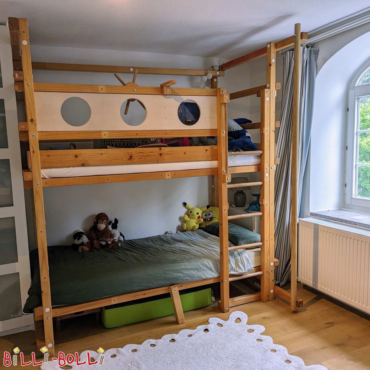 Stapelbed / hoogslaper / piratenbed, veel accessoires en kokosmatrassen (Categorie: Stapelbed gebruikt)