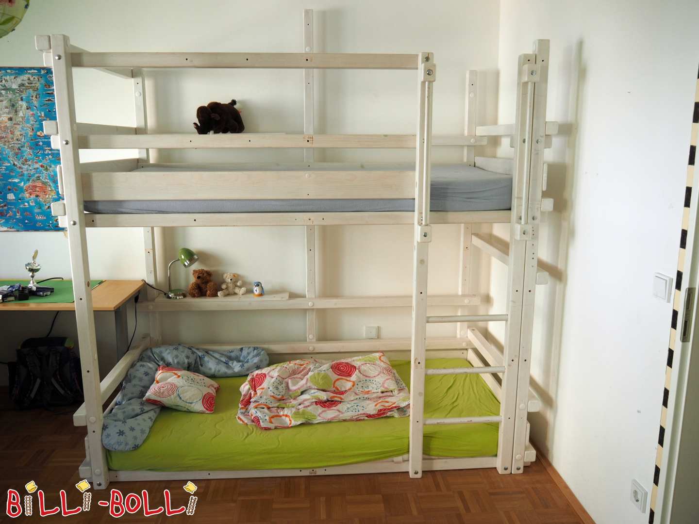 Bunk bed in 100 x 200, self painted white in Karlsruhe (Category: second hand loft bed)