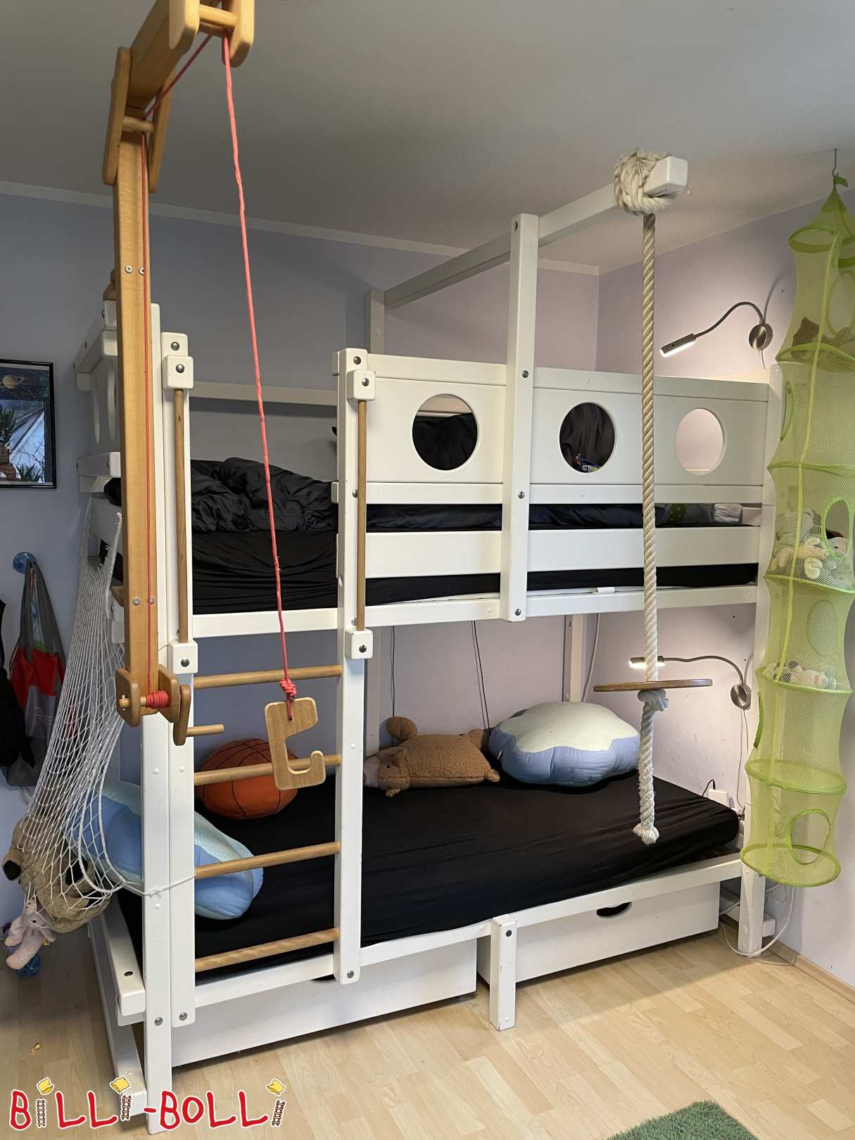 Bunk bed in 100 x 200, white, with many accessories (near Darmstadt) (Category: Bunk Bed pre-owned)