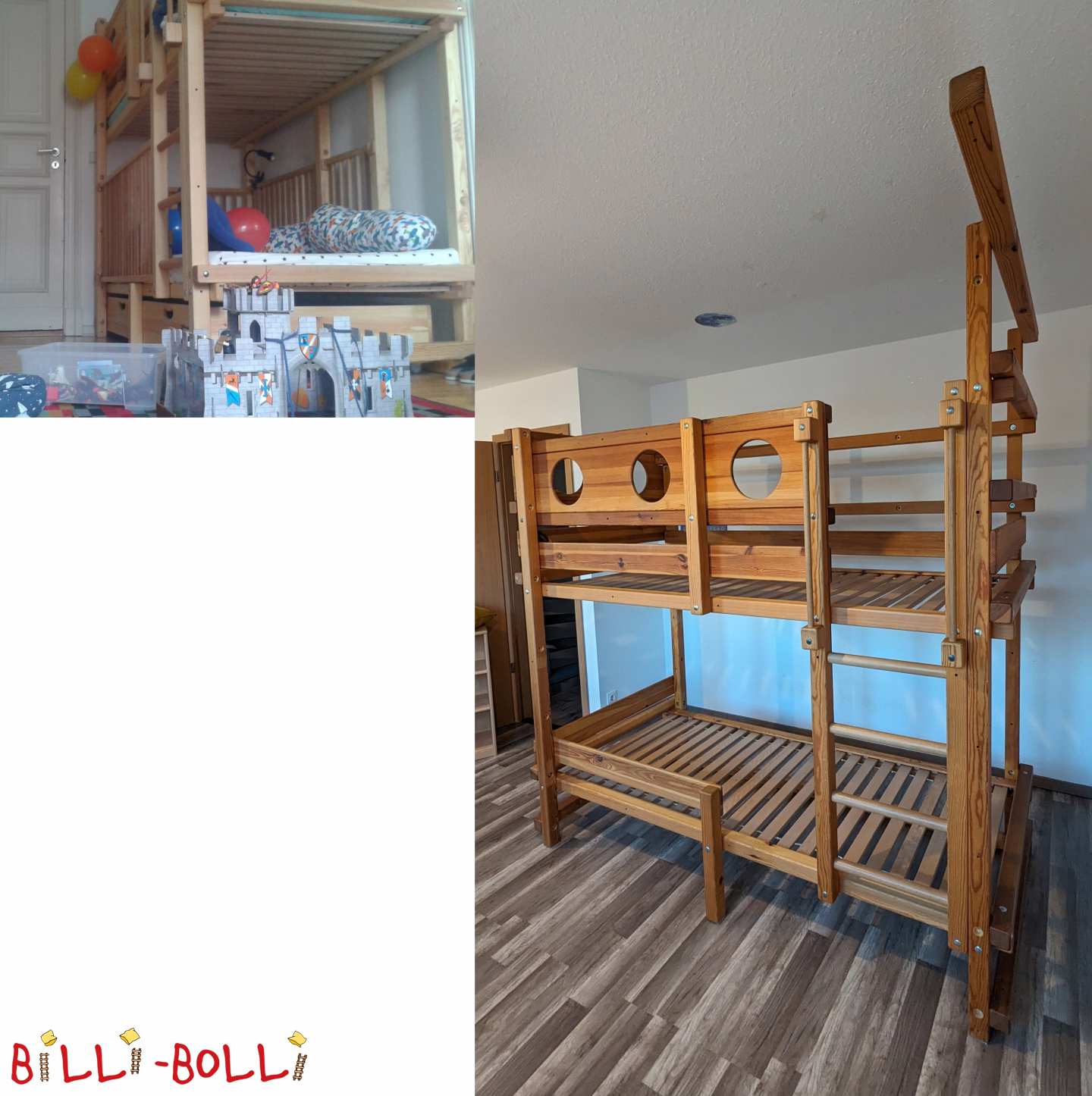 Lit superposé avec ensemble de barrières 3/4 pour bébé et tiroirs de lit (Catégorie : Lit superposé de seconde-main)