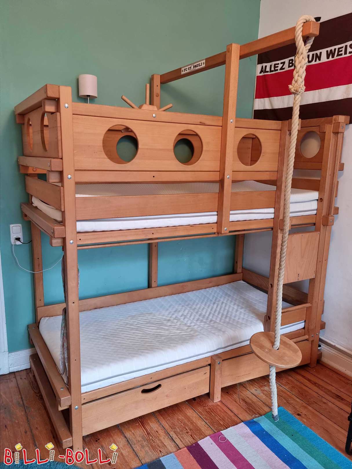 Bunk bed with portholes, oiled beech, in Hamburg (Category: Bunk Bed pre-owned)