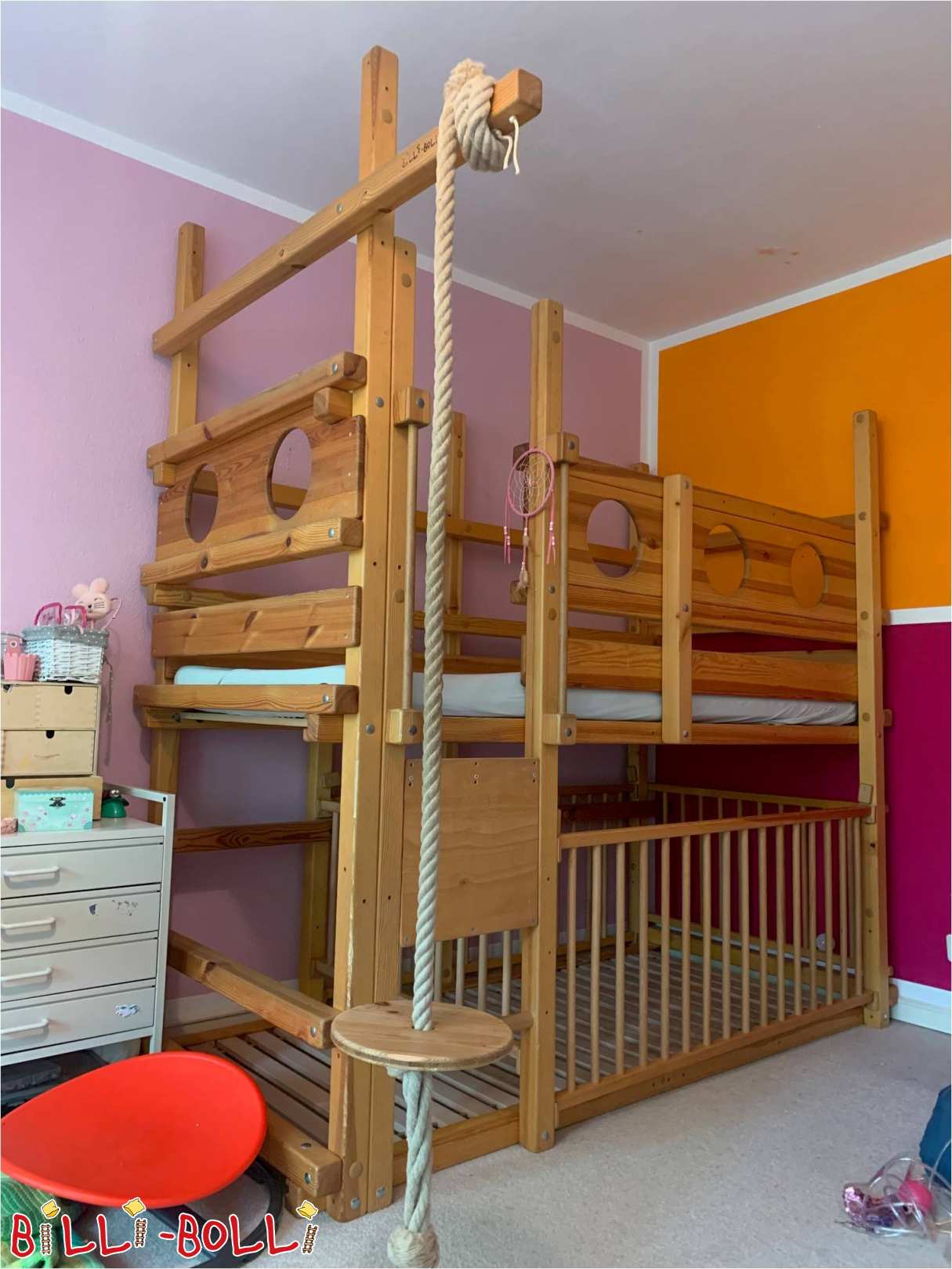 Bunk bed with rocking beams, oiled-waxed pine (Category: Bunk Bed pre-owned)