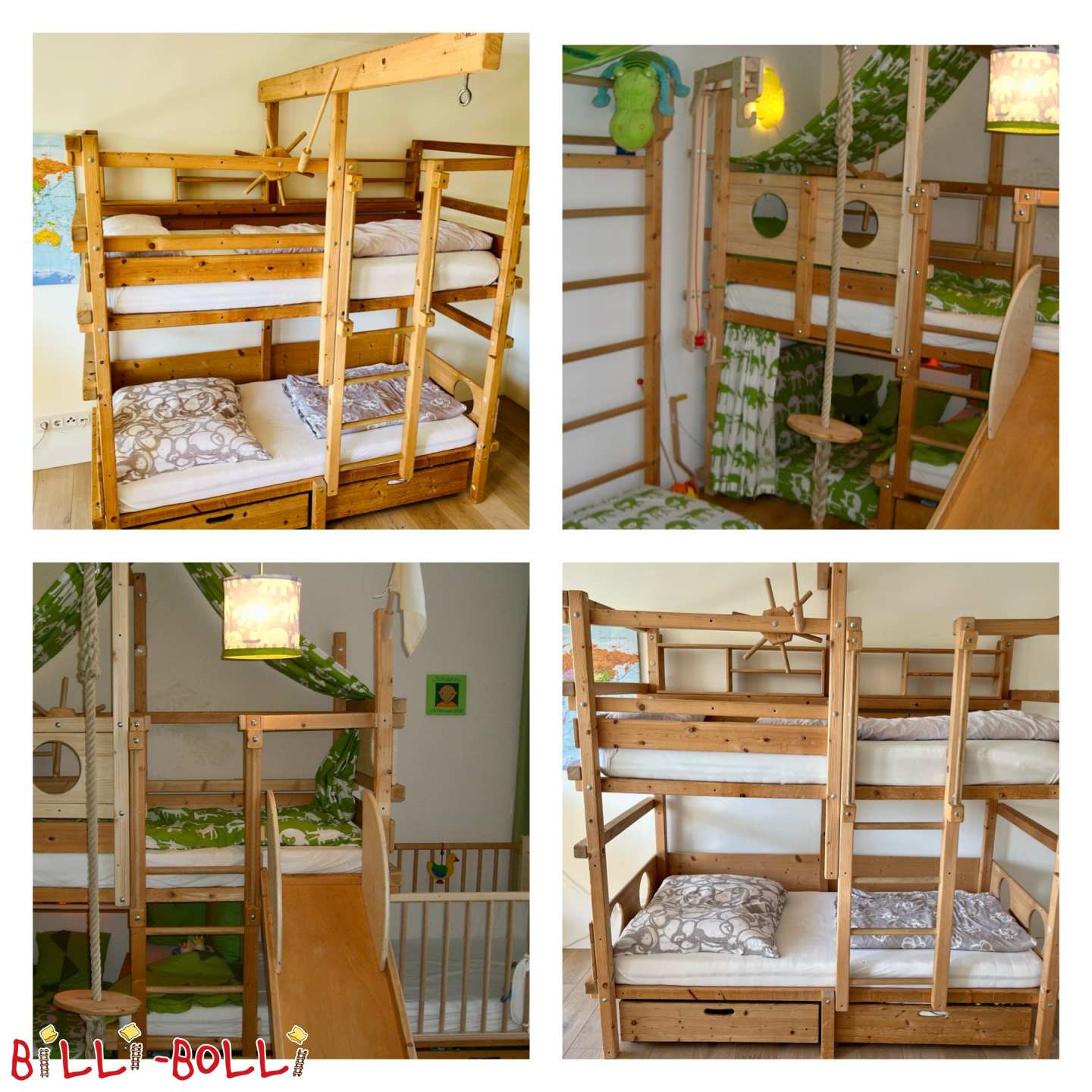 Bunk bed with rung and climbing wall, slide, play crane (Category: Bunk Bed pre-owned)