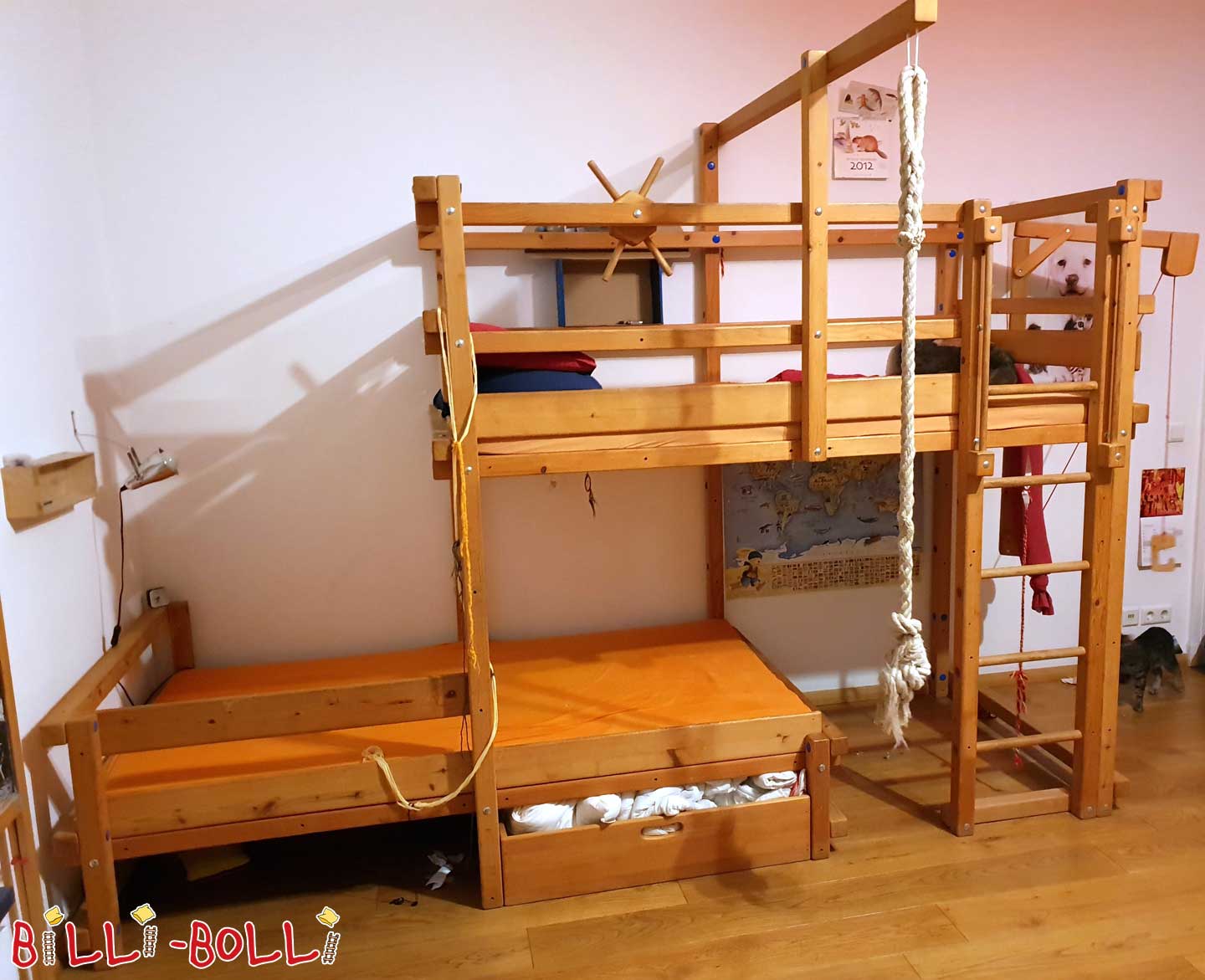 Etagebett op der Säit offset, 100 x 200 cm (Kategorie: Bunk Bett benotzt)