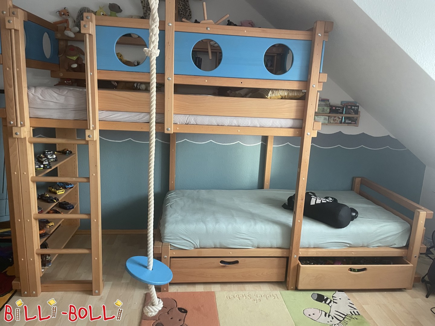 Reklamm 5729: Verschobene Etagenbett, 90 x 200 cm, geölt a gewaxt Buche Verschobene Etagenbett, 90 x 200 cm, geölt a gewaxt Buche (Kategorie: gebrauchte Accessoiren/Zousätz)
