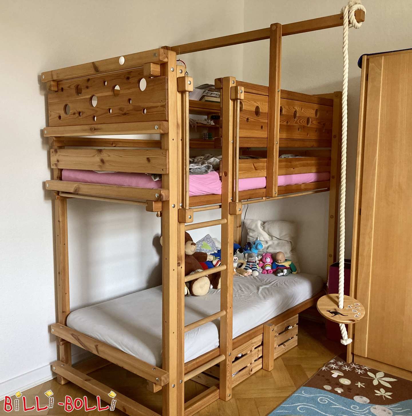Bunk bed, plate swing, mouse boards oiled + waxed in pine (Category: Bunk Bed pre-owned)