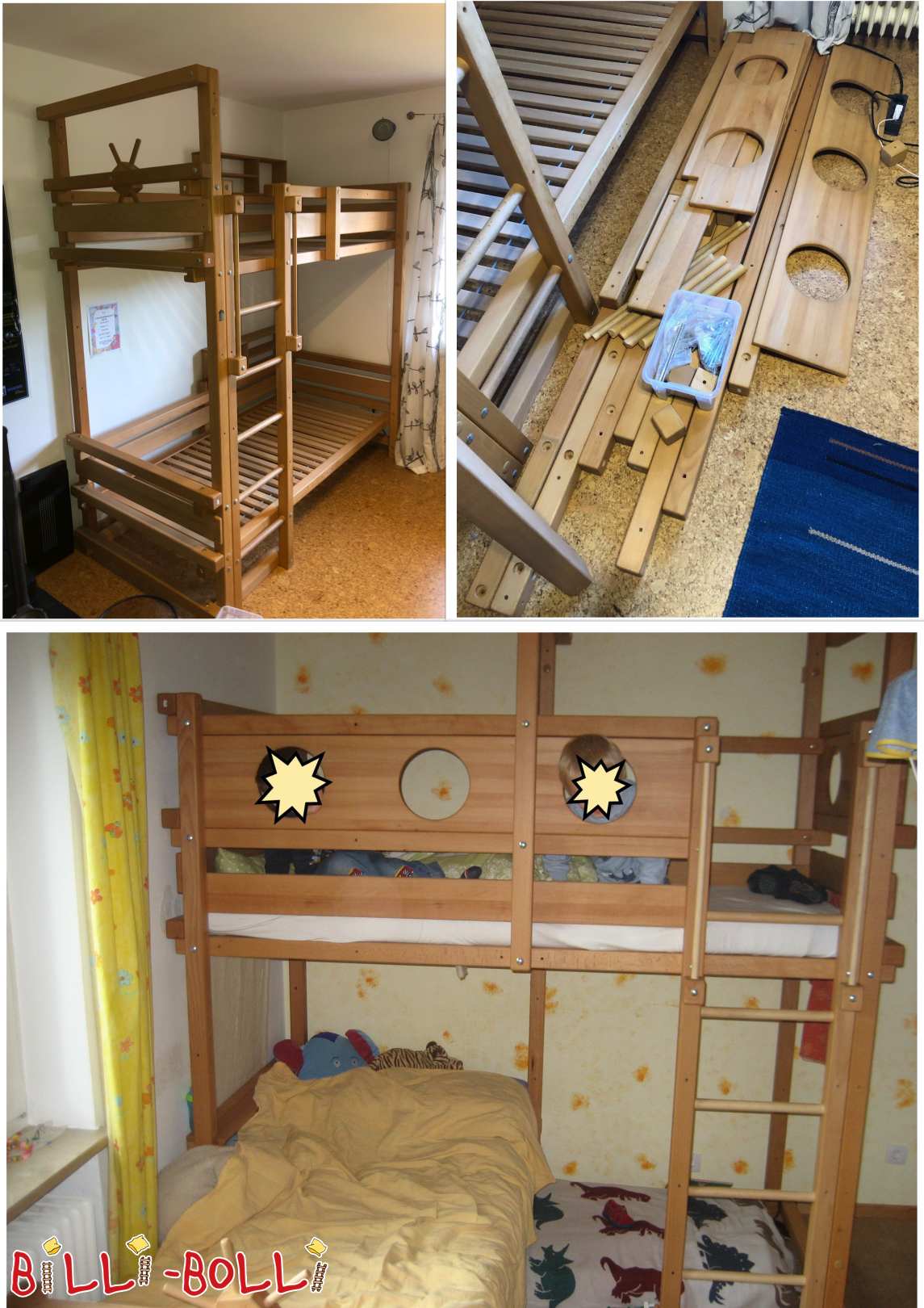 Двох'ярусне ліжко над кутом або два молодіжних ліжка-горища - бук змащений маслом, 90х200 см (Категорія: Двоярусне ліжко над кутом б / у)