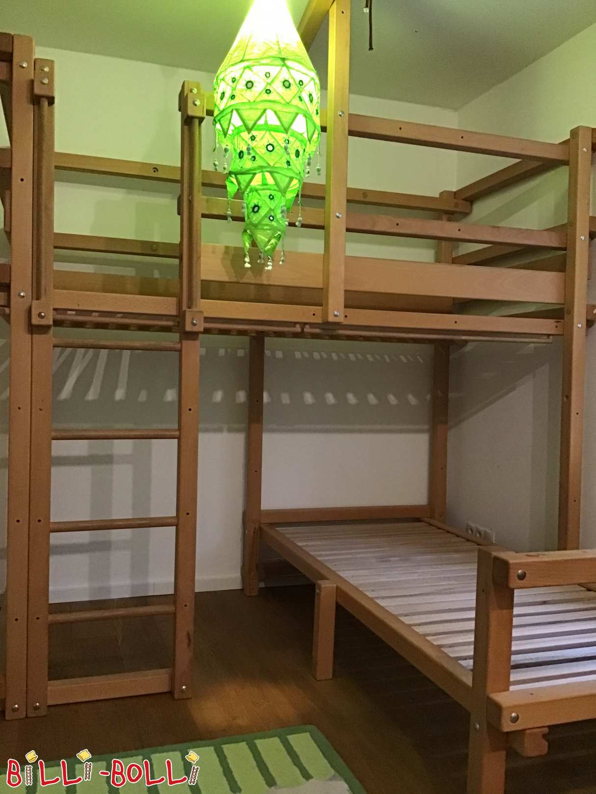 Eckkëschtbett 90x200 geölte Buche zu Oberallgäu (Kategorie: Stack Bett iwwer Corner benotzt)
