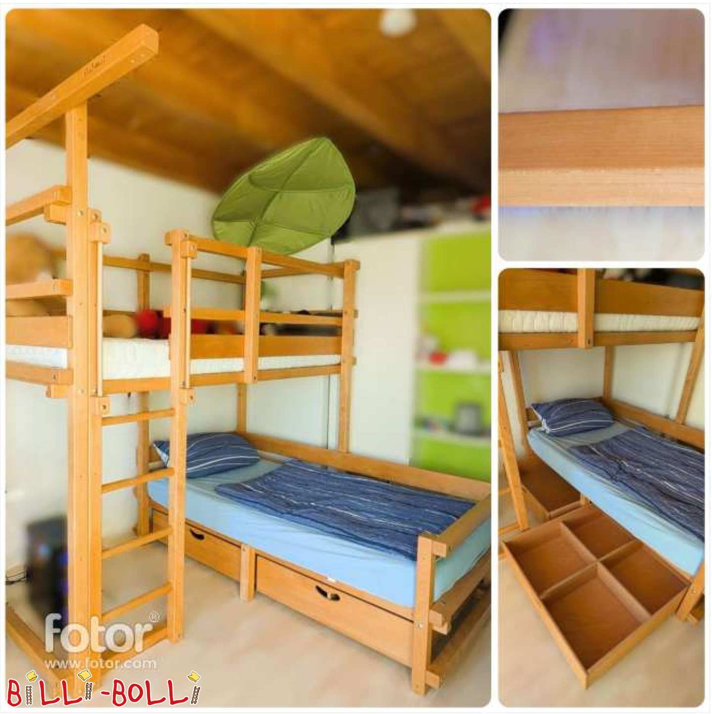 Łóżko piętrowe nad narożnikiem, bukowe, z możliwością podziału na 2 łóżka, w Schwäbisch Hall (Kategoria: Łóżko piętrowe narożne używane)