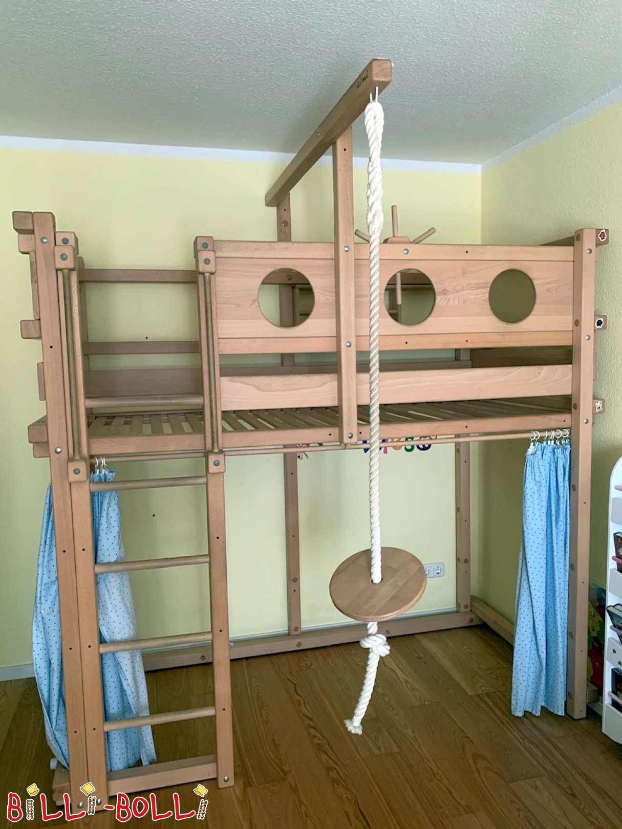 Krevet na kat iznad ugla, bukva neobrađena, 90x200 cm (Kategorija: Korišteni krevet na kat)
