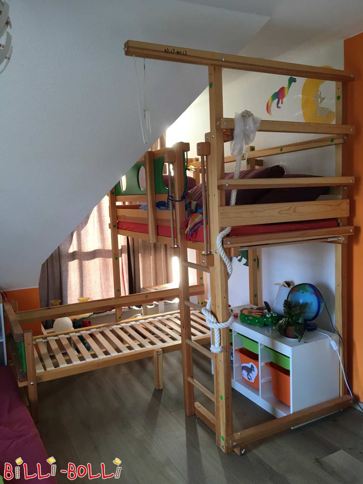 Corner bunk bed with rocking beam with mouse and porthole board (Category: Corner Bunk Bed pre-owned)