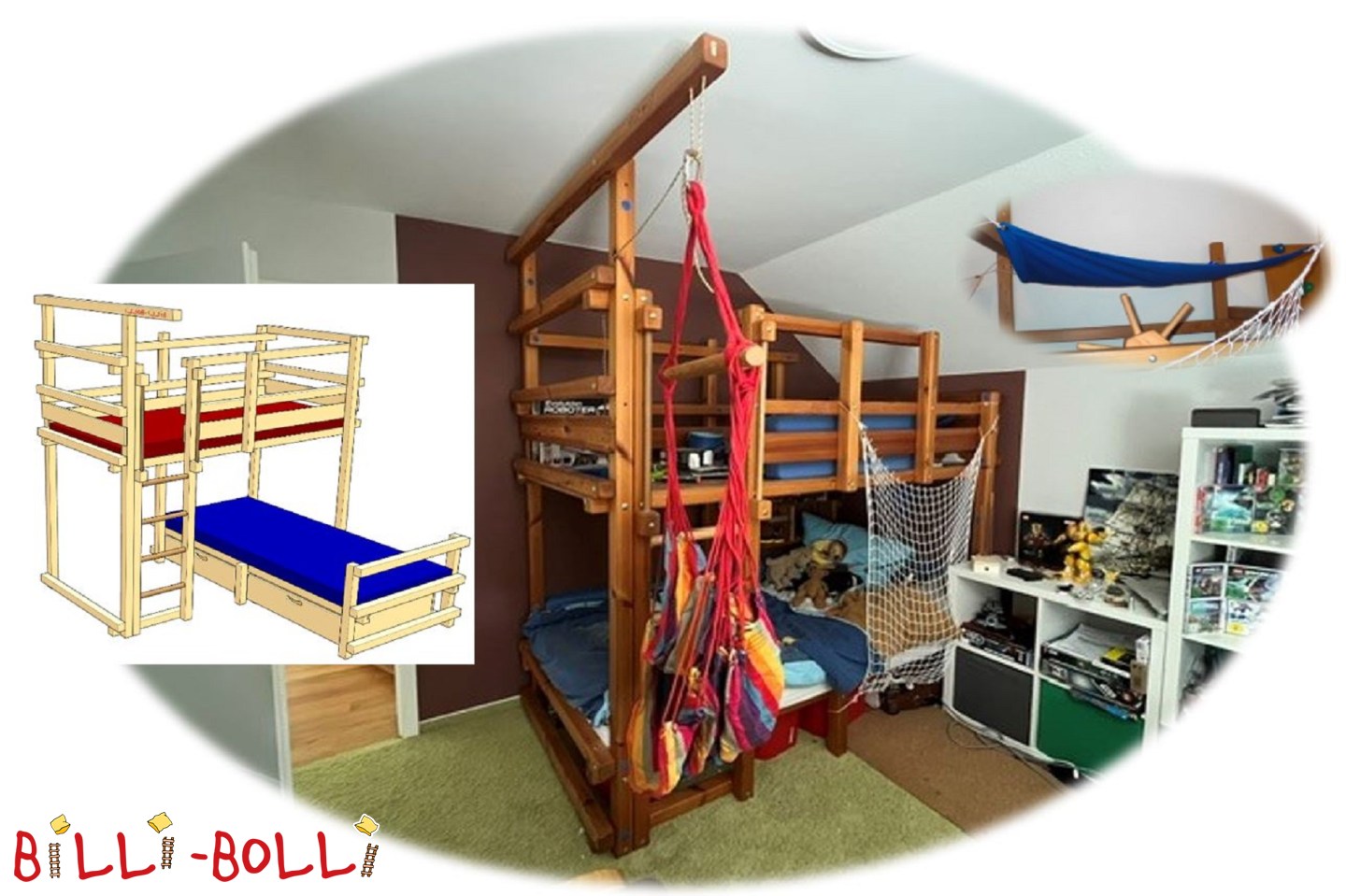 Publicidade 5702: Cama de beliche de canto com kit de conversão para cama alta e acessórios Cama de beliche de canto com kit de conversão para cama alta e acessórios (Categoria: Beliche sobre o canto usado)