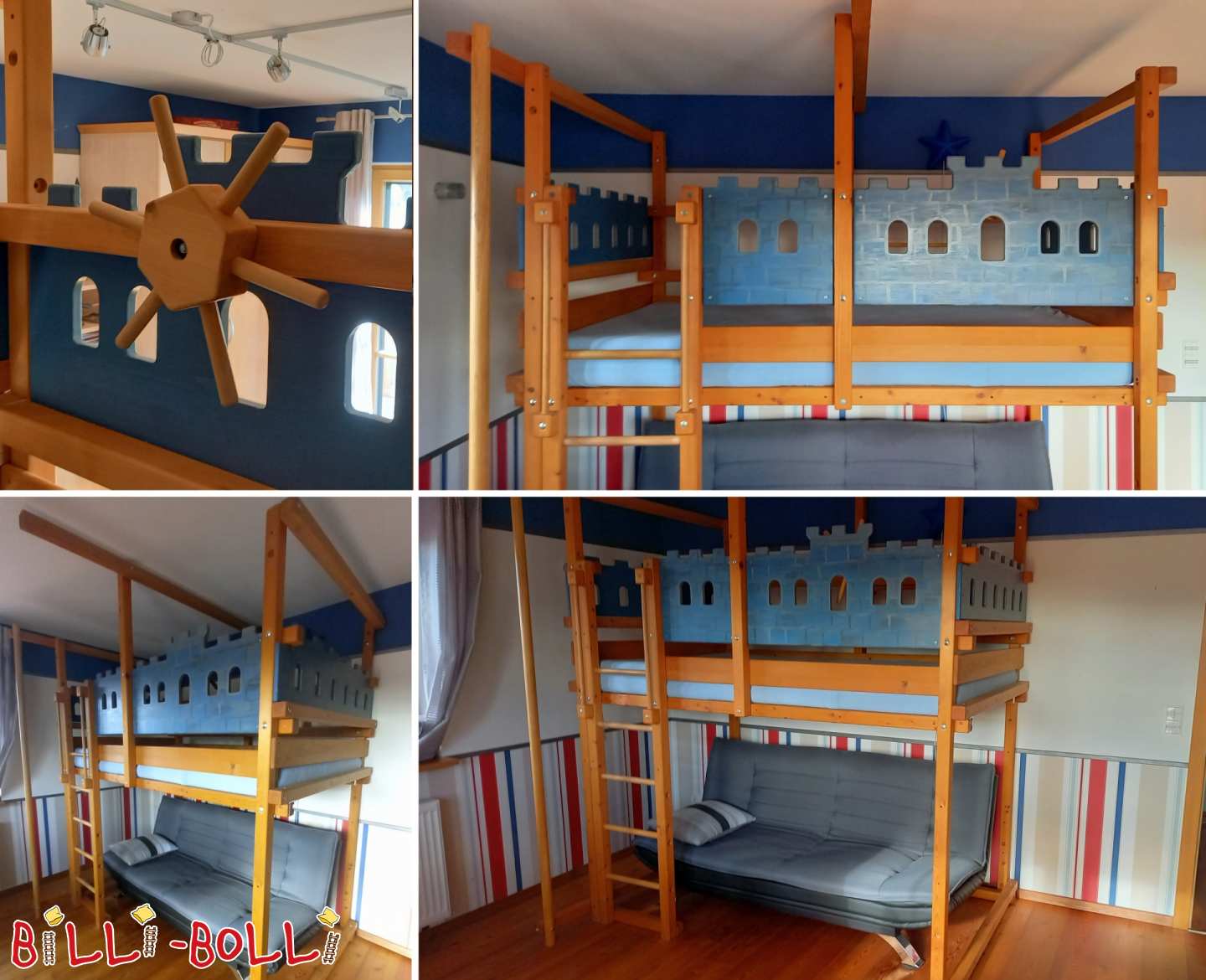 Extra magas tetőtéri ágy 120 x 200 cm lucfenyőből Bürstadtban (Kategória: Tetőtéri ágy használt)