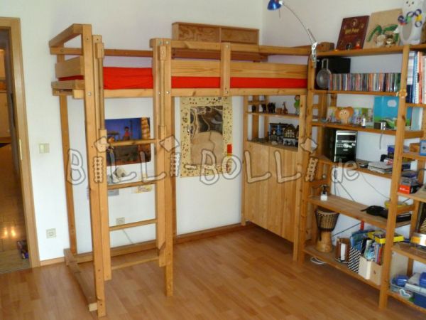 Growing Gullibo loft bed, (200 x 90), pine untreated (Category: second hand loft bed)