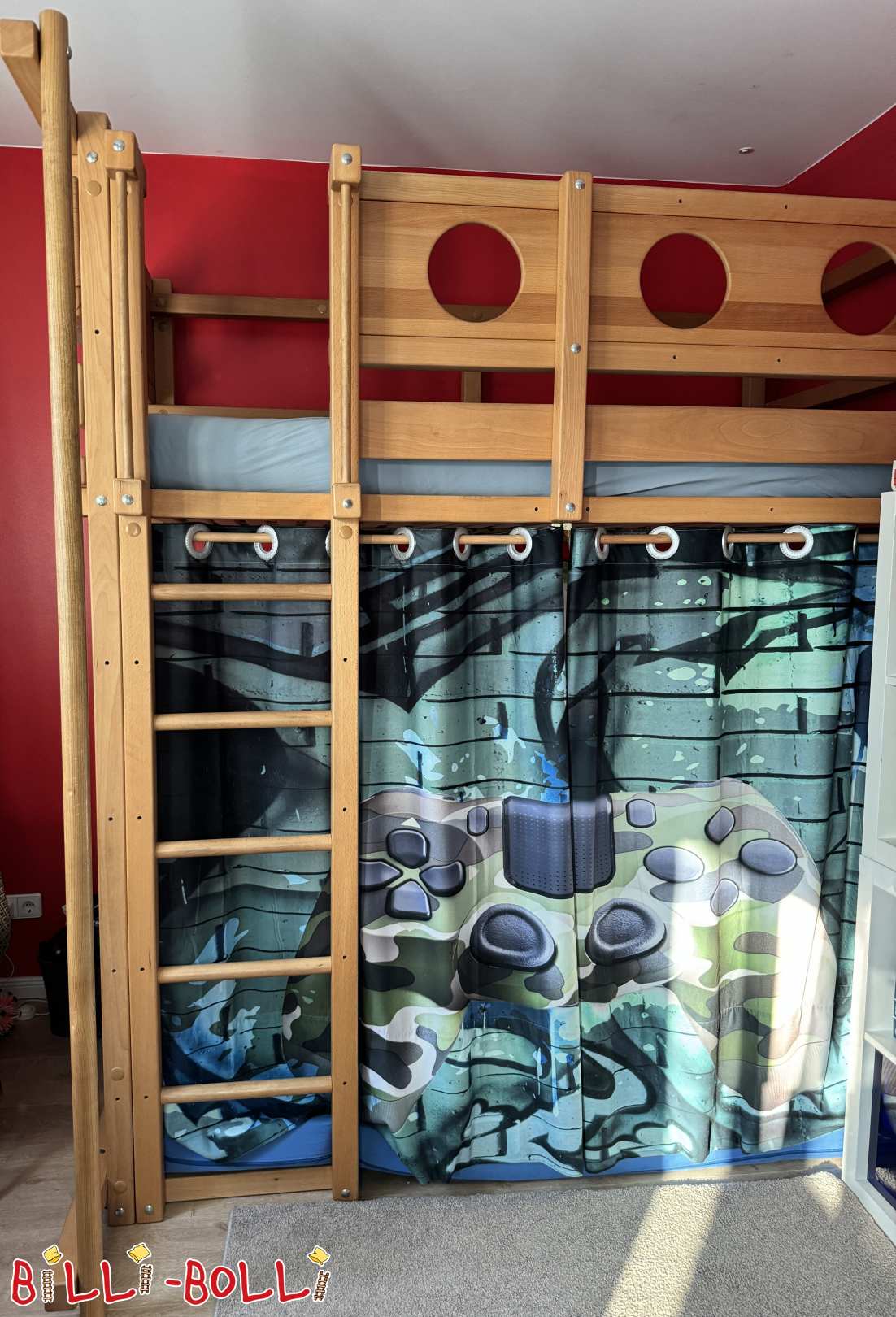Hoogslaper 100 x 200 cm, beuken, zeer goede staat (Categorie: Groeiende hoogslaper gebruikt)