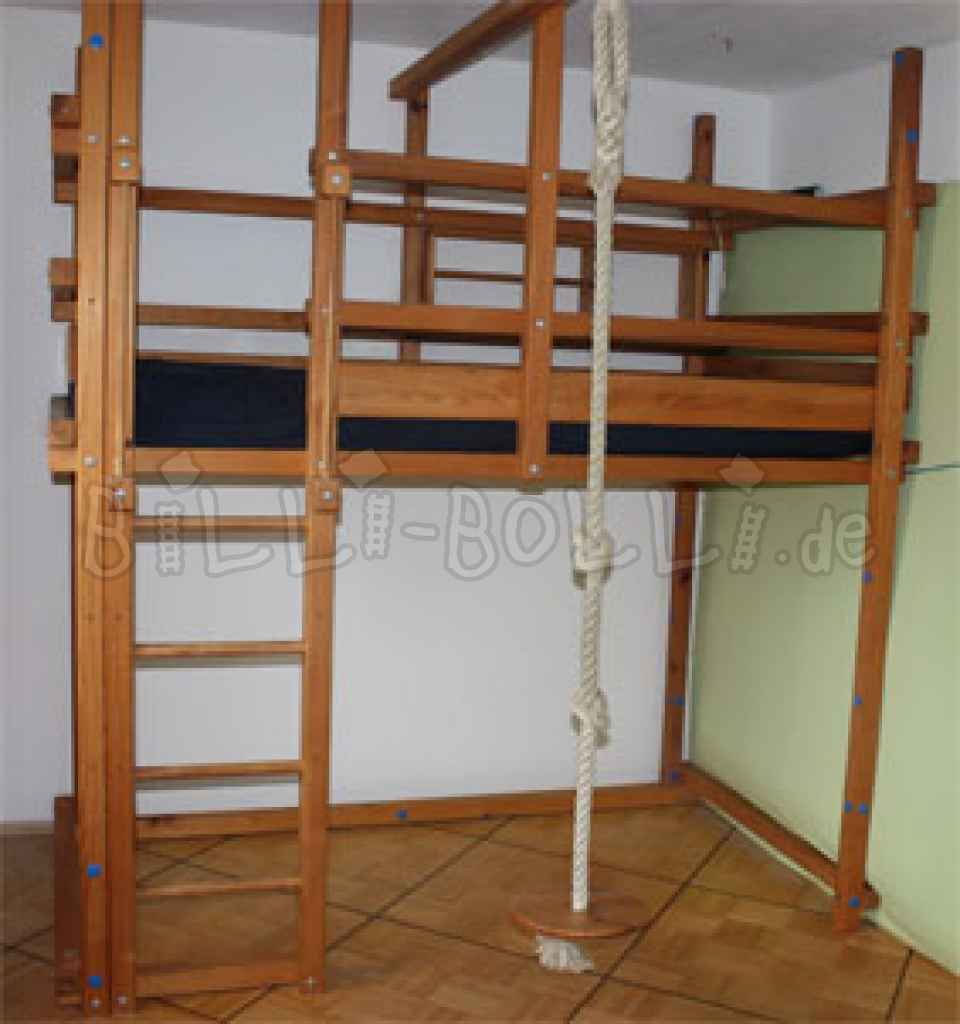 Loft bed 100 x 200 cm, oiled pine (Category: second hand loft bed)