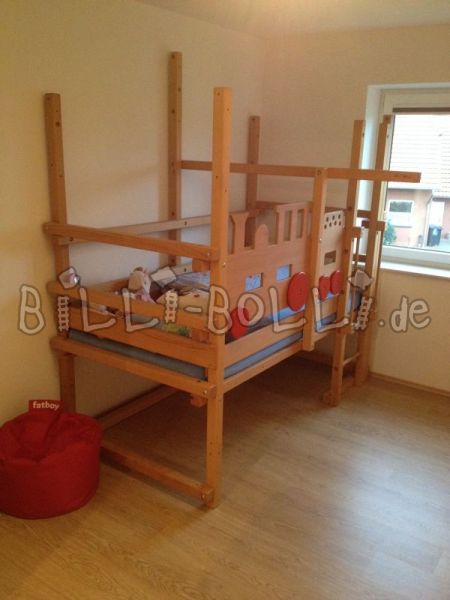 Loft bed 100x200, beech (Category: second hand loft bed)