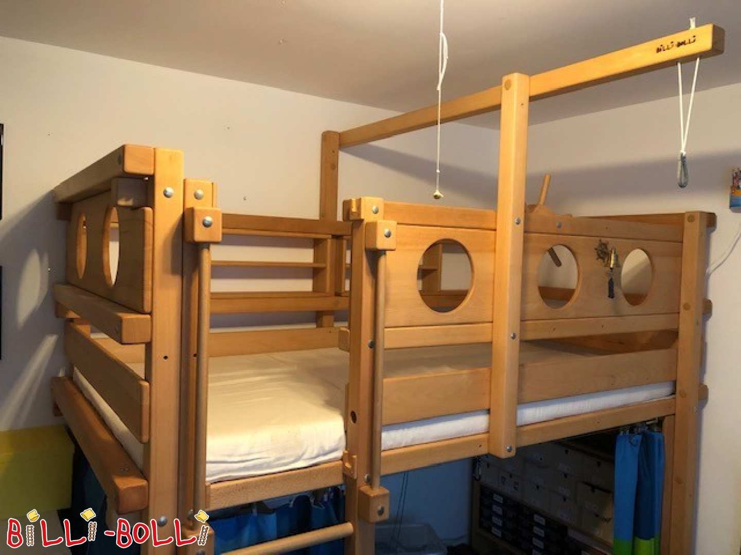 Loft bed 100x200 in beech (Category: second hand loft bed)