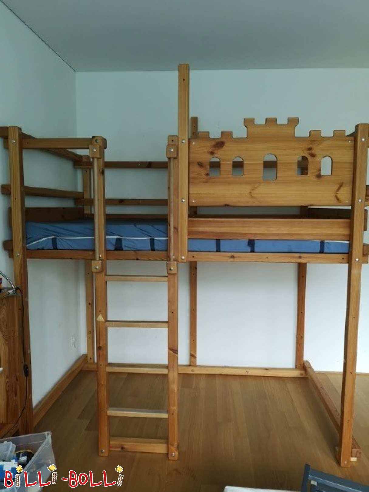 سرير علوي 120x200 سم، معالج بزيت الصنوبر والشمع (باب: سرير علوي مستعمل)