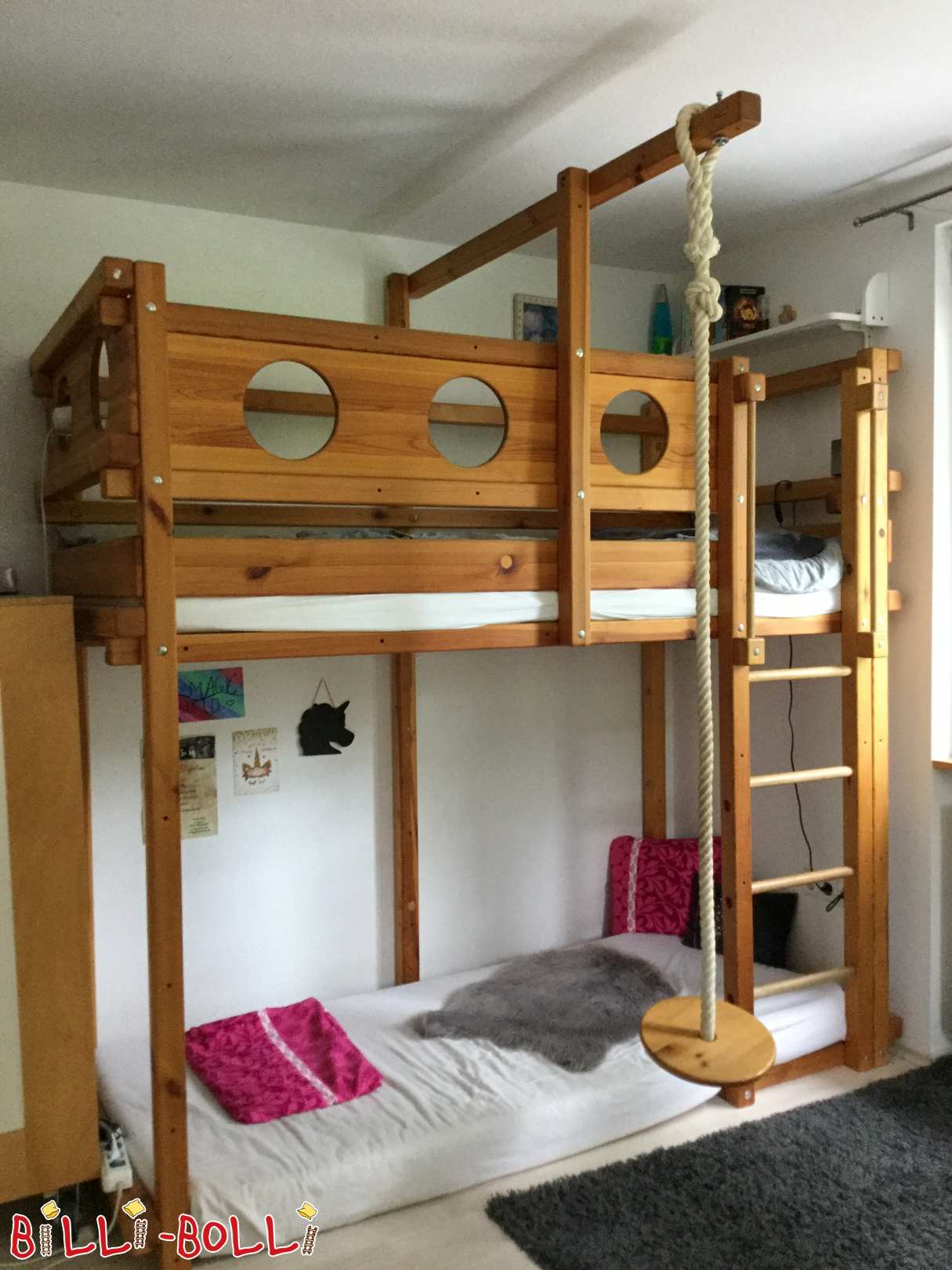Loft bed 90/200 in pine with oil wax treatment (Category: second hand loft bed)