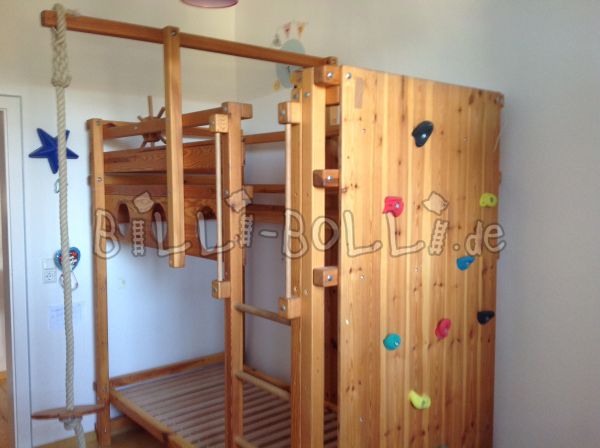 Loft bed 90/200, oil-wax treated pine (Category: second hand loft bed)