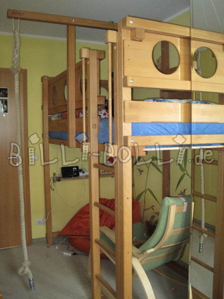 मचान बिस्तर 90 x 200 सेमी, तेल से सना हुआ बीच (कोटि: मचान बिस्तर का इस्तेमाल किया)
