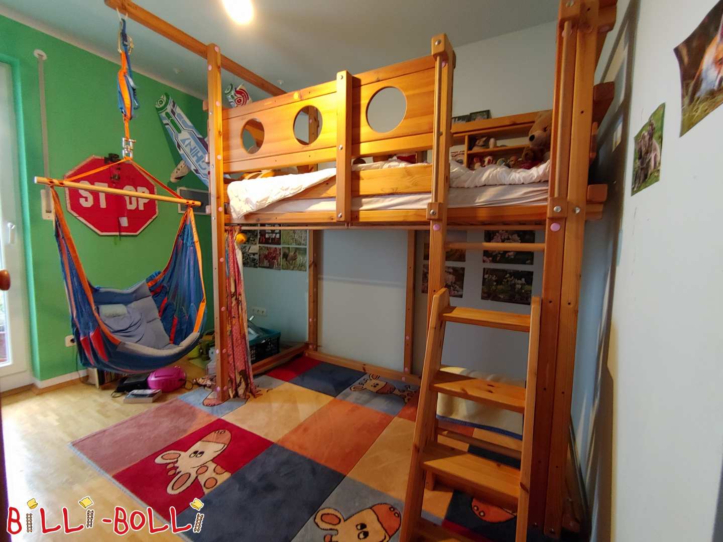 Loft bed, 90x200 cm, pine, oil wax treatment in hair (Category: second hand loft bed)