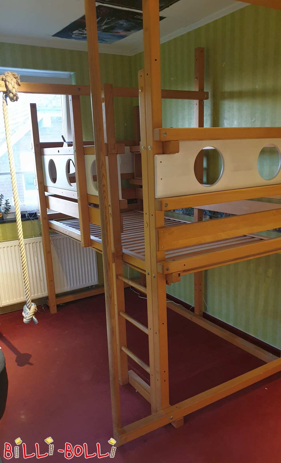 Beech loft bed with climbing wall in Wolfsburg (Category: second hand loft bed)