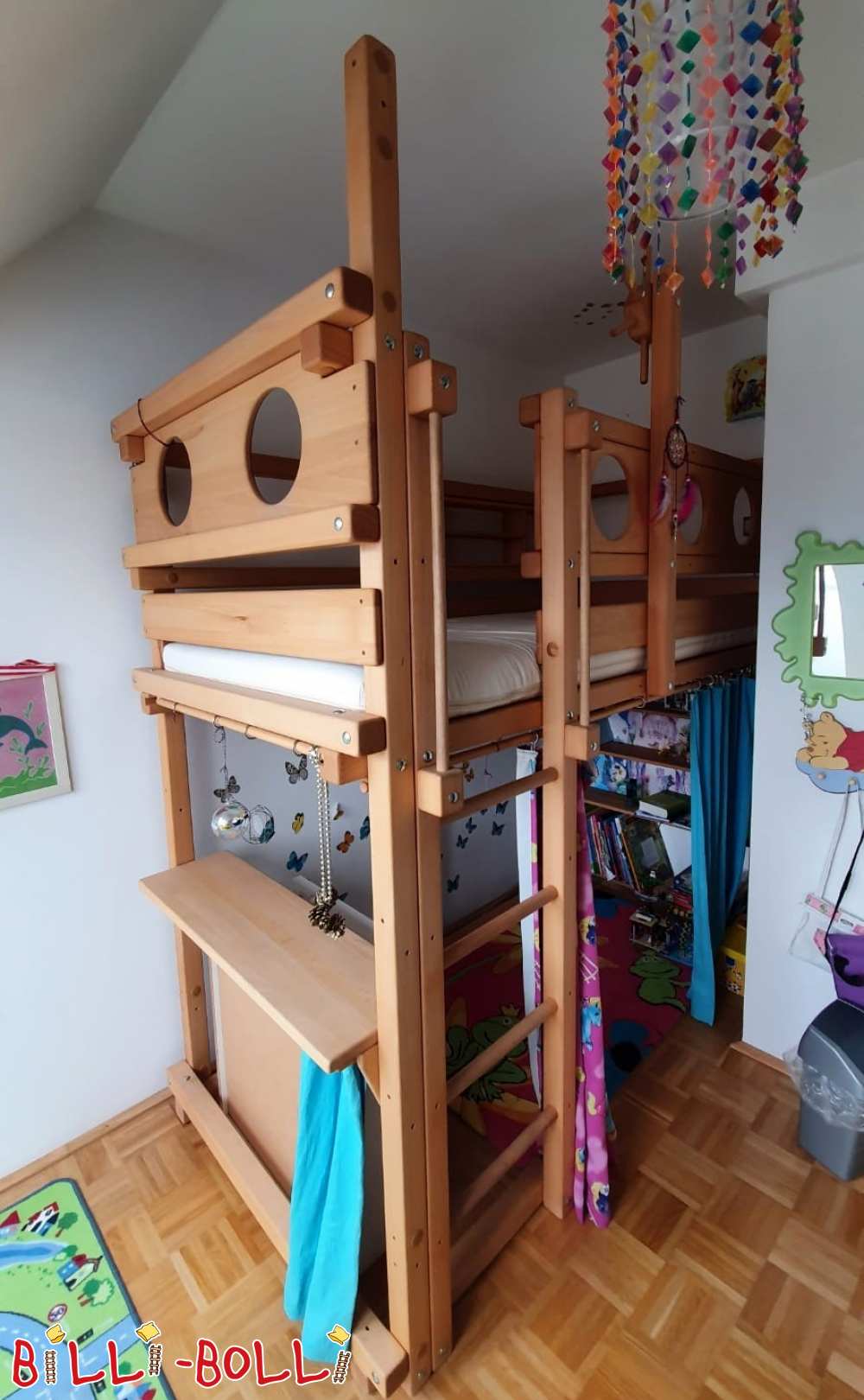 Loft bed made of beech (Category: second hand loft bed)