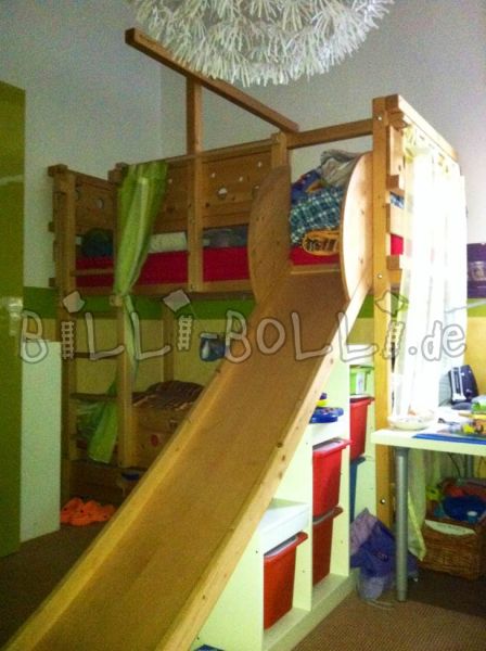 Llit tipus loft d'avet, amb tobogan, 100 x 200 cm (Categoria: Llit altell utilitzat)