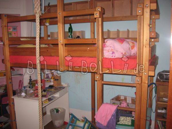 Loft bed made of pine (honey-colored) (Category: second hand loft bed)