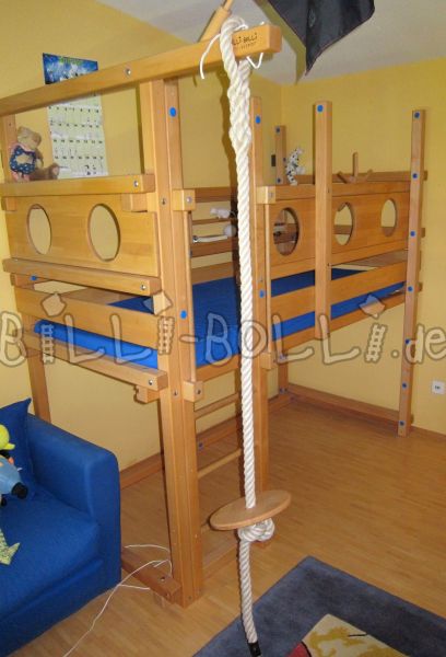 Letto a soppalco in faggio oliato, 90x200, con accessori (Categoria: letto a soppalco usato)