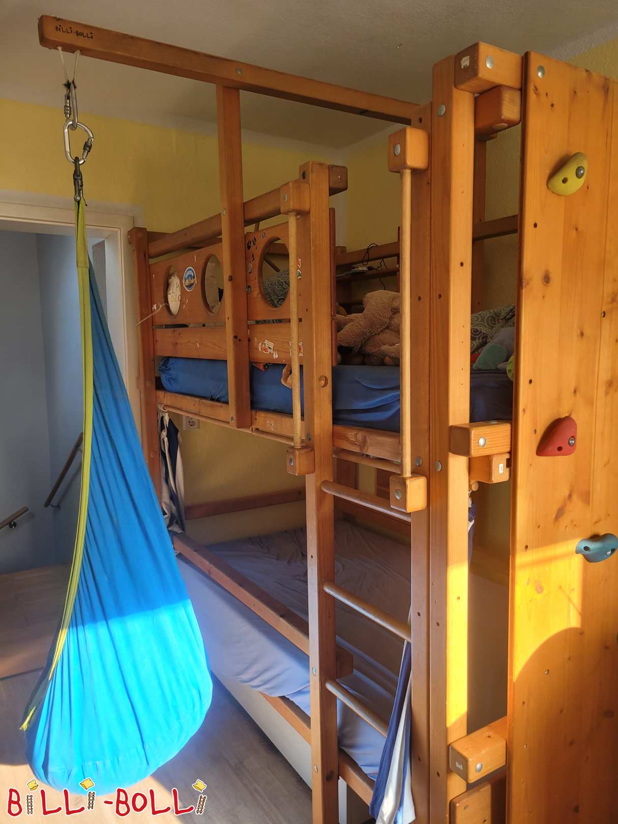 Vurenhouten hoogslaper 100 x 200 met uitbreidingsset voor stapelbed (Categorie: Stapelbed gebruikt)